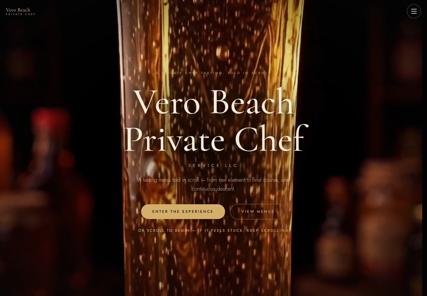 Vero Beach Private Chef website on desktop — a real client site built by Web Ventures